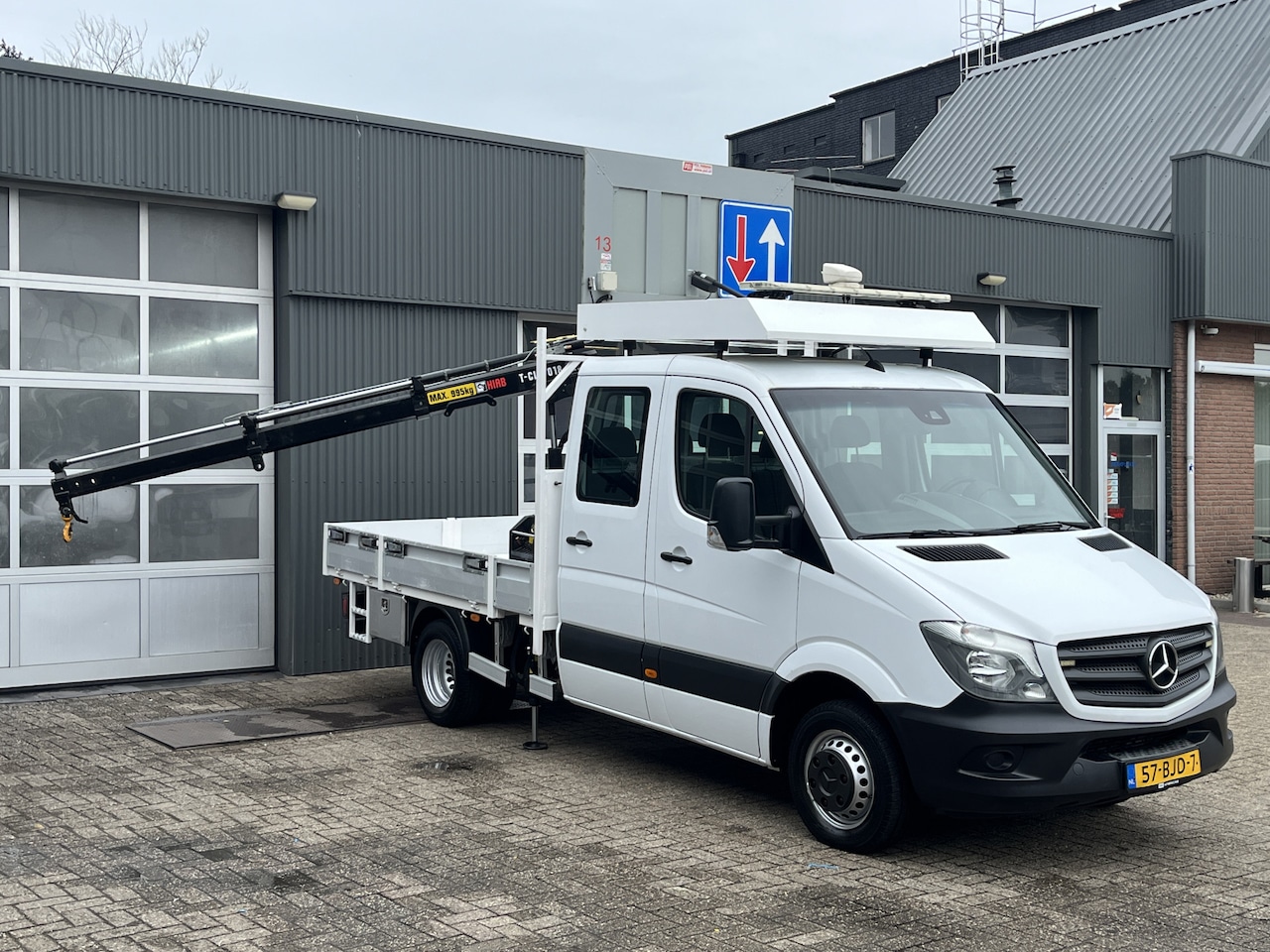 Mercedes-Benz Sprinter - 513 CDI 366 Hiab Laadkraan 018T Trekhaak 3500kg Airco 6 persoons uitvoering Open laadbak P - AutoWereld.nl