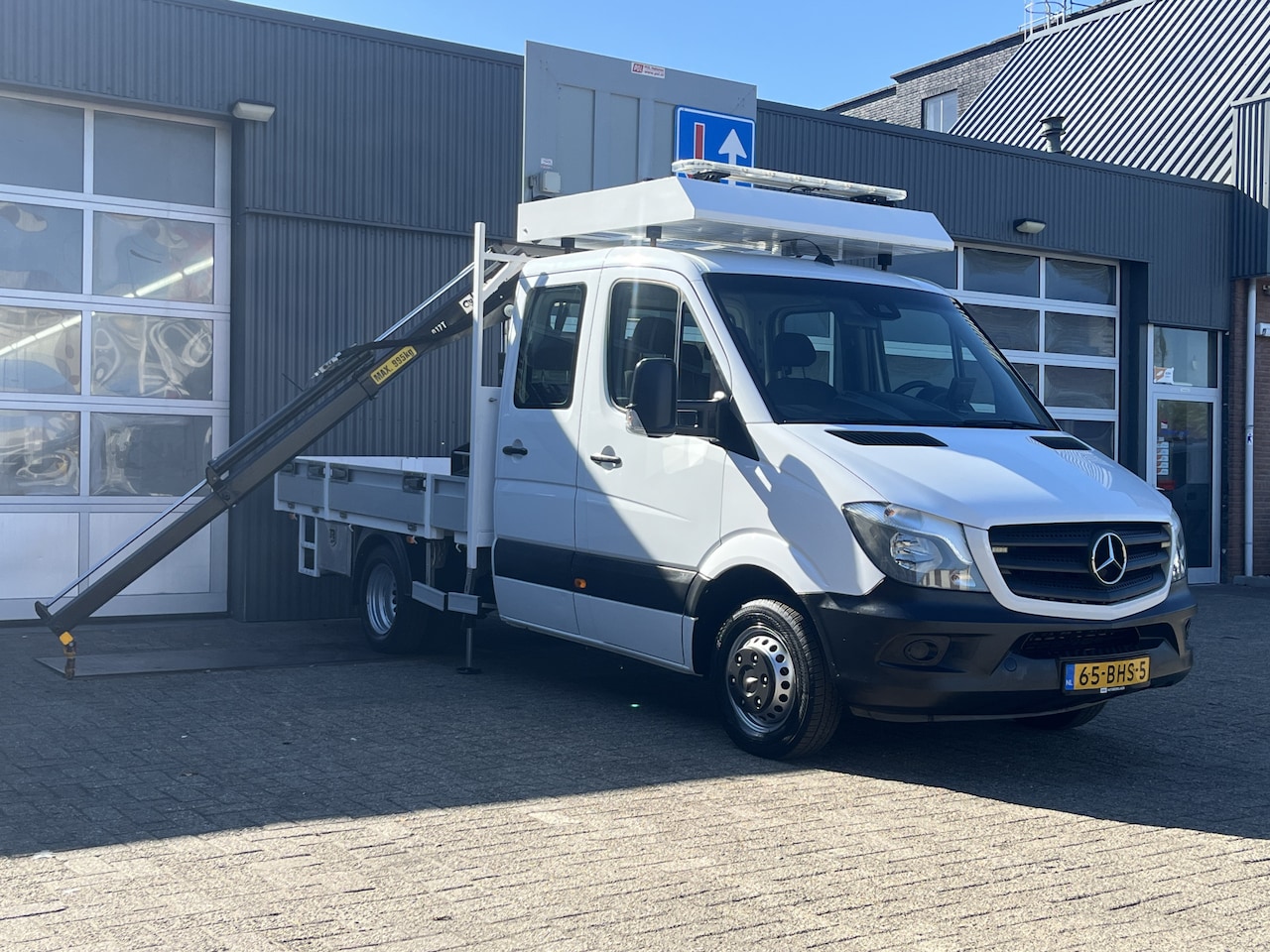 Mercedes-Benz Sprinter - 514 CDI 366 Hiab Laadkraan 018T Trekhaak 3500kg Airco 6 persoons uitvoering Open laadbak P - AutoWereld.nl