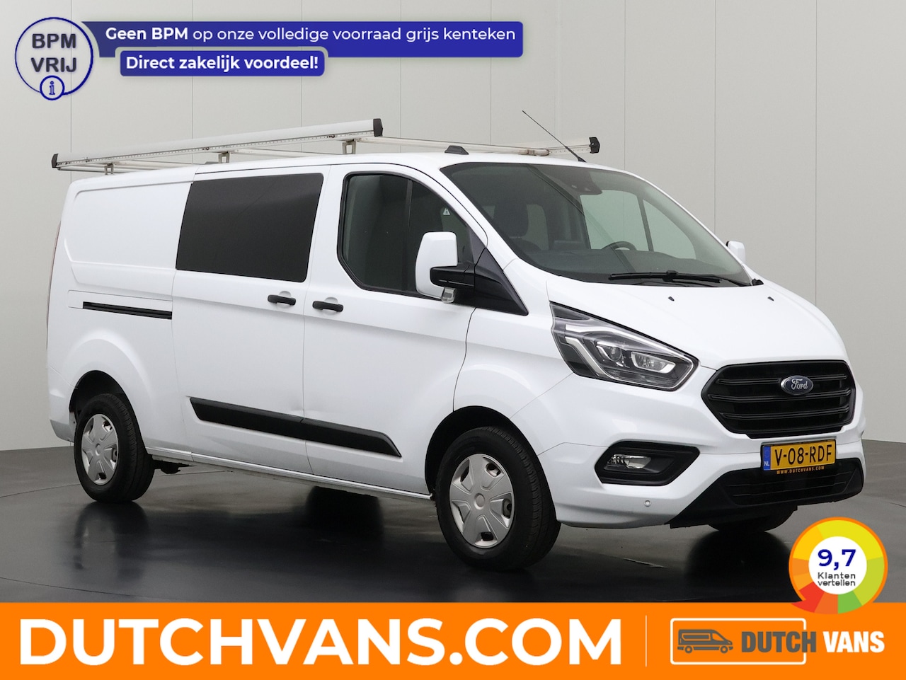 Ford Transit Custom - 2.0TDCi 130PK Lang Dubbele Cabine | Werkplaats | Standkachel | Imperiaal | Trekhaak | Navi - AutoWereld.nl