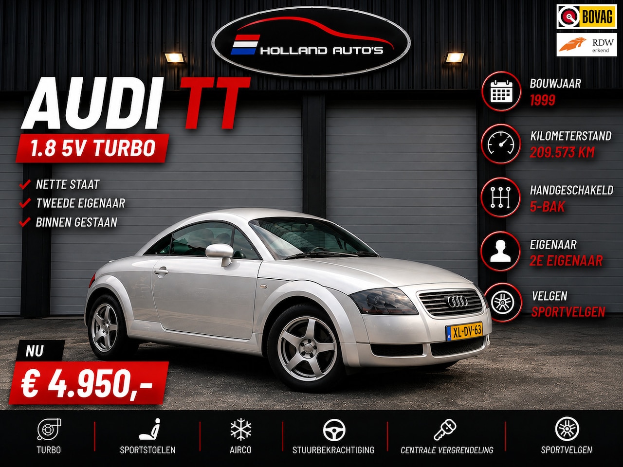 Audi TT - 1.8 5V Turbo 1.8 5V Turbo, nette staat, tweede eigenaar, binnen gestaan de agelopen 21 jaar - AutoWereld.nl