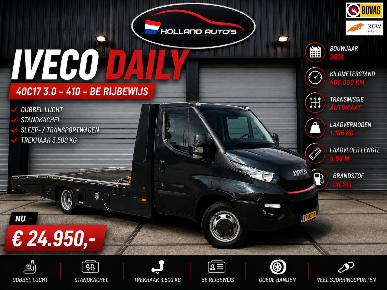 Iveco Daily - 40C17 3.0 410 BE Rijbewijs, dubbel lucht, standkachel, goed staat, EX BTW - AutoWereld.nl