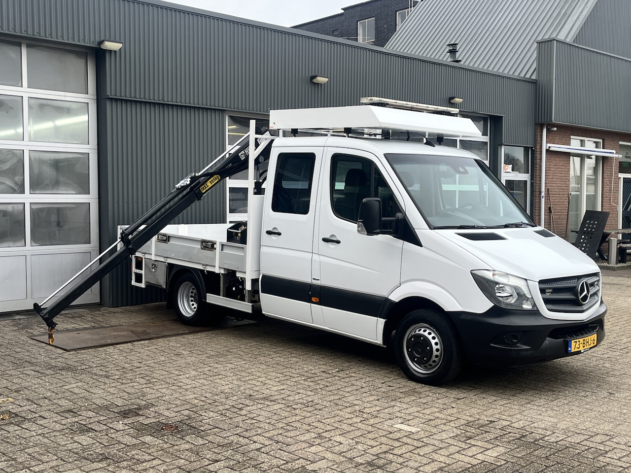 Mercedes-Benz Sprinter - 513 CDI 366 Hiab Laadkraan 018T Trekhaak 2000 kg Airco 6 persoons uitvoering Open laadbak - AutoWereld.nl