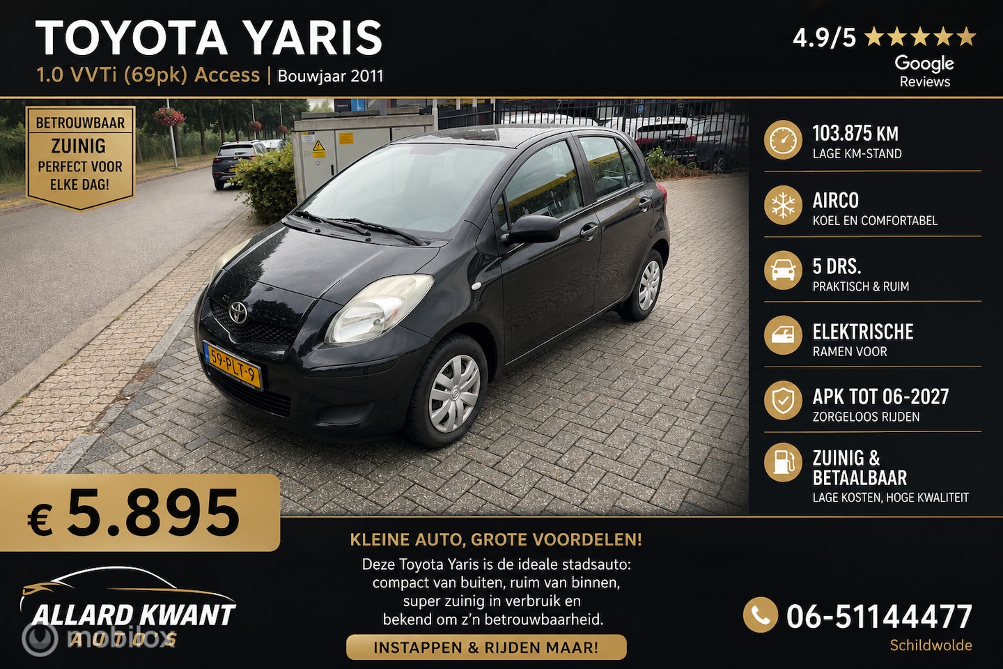 Toyota Yaris - 1.0 VVTi Acces/5 drs./Airco/Trekhaak/Apk 6-2027 - AutoWereld.nl