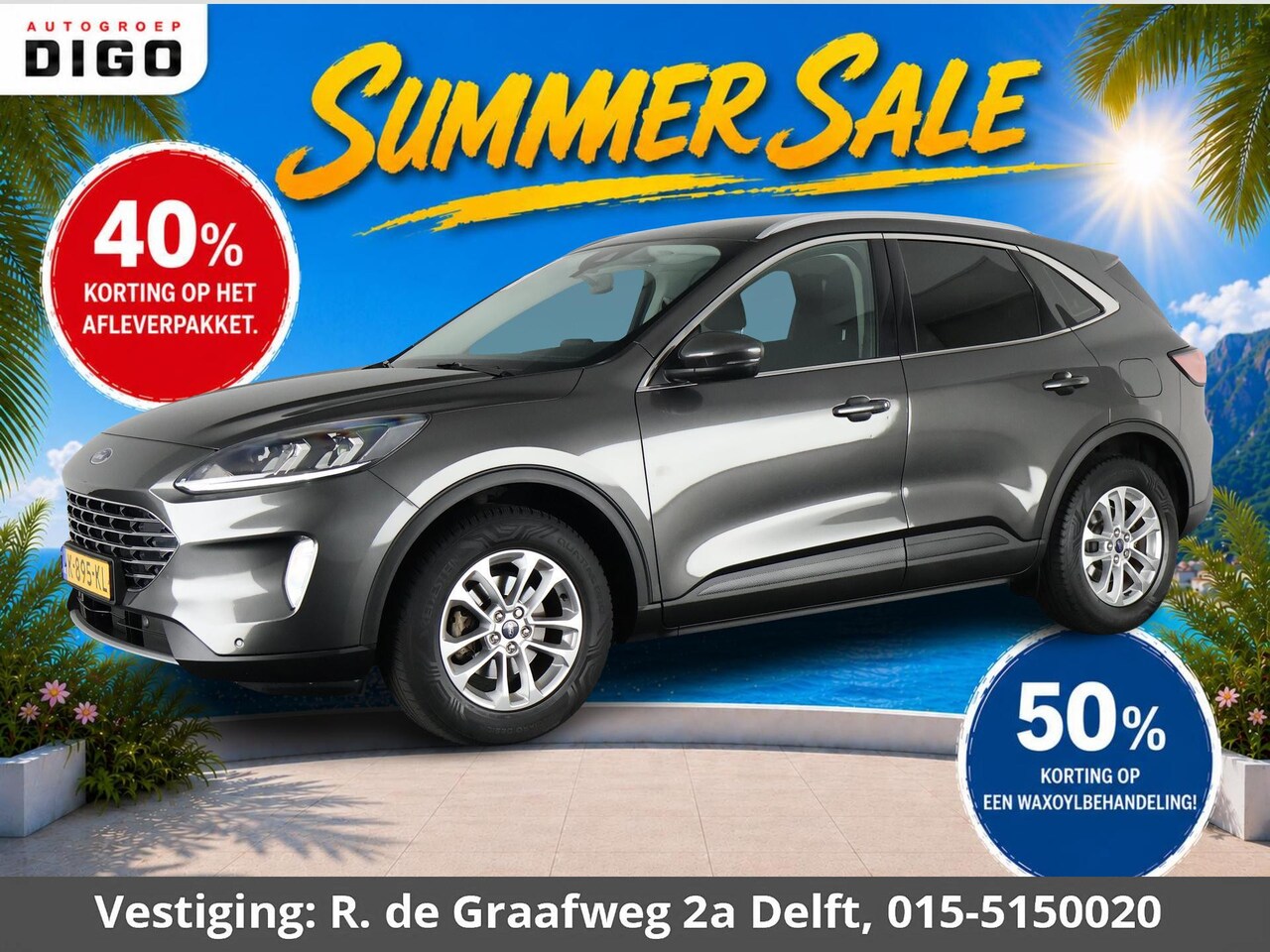 Ford Kuga - 1.5 EcoBoost Titanium | Stuur-& Stoelverwarming | Navigatie | Trekhaak | Camera | Climate - AutoWereld.nl