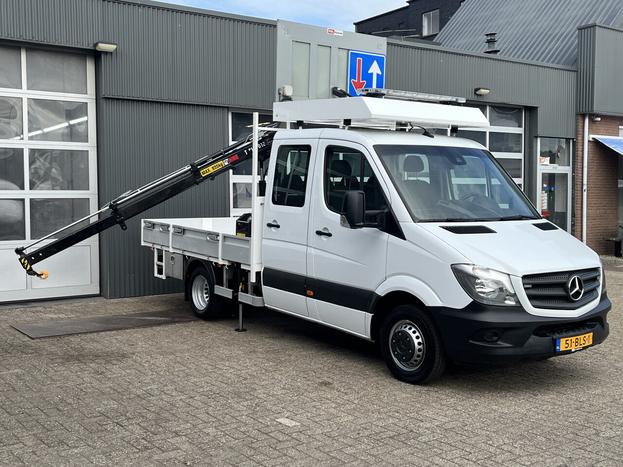 Mercedes-Benz Sprinter - 514 CDI 366 Hiab Laadkraan 018T Trekhaak 3500kg Airco 6 persoons uitvoering Open laadbak P - AutoWereld.nl