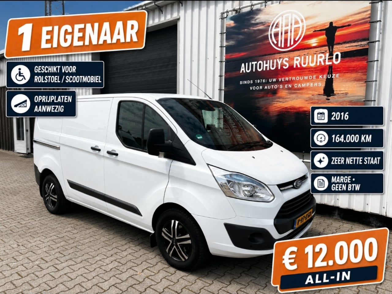 Ford Transit Custom - 2016 126PK | Rolstoel/Scootmobiel/Oprijplaten | Marge 310 2.2 TDCI L1H1 Ambiente Zondag op - AutoWereld.nl