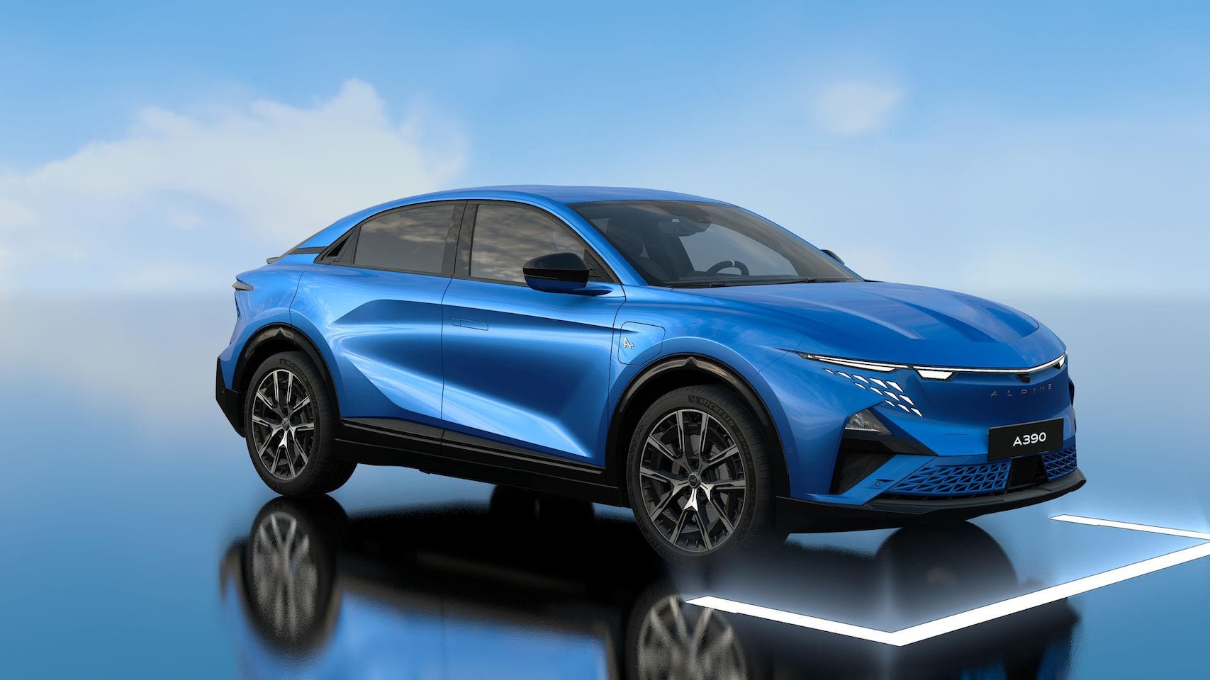 Alpine A390 - GT 89kWh Bleu Alpine Vision | Alpine sportstoelen met geperforeerd Alcantara® elektrisch,v - AutoWereld.nl