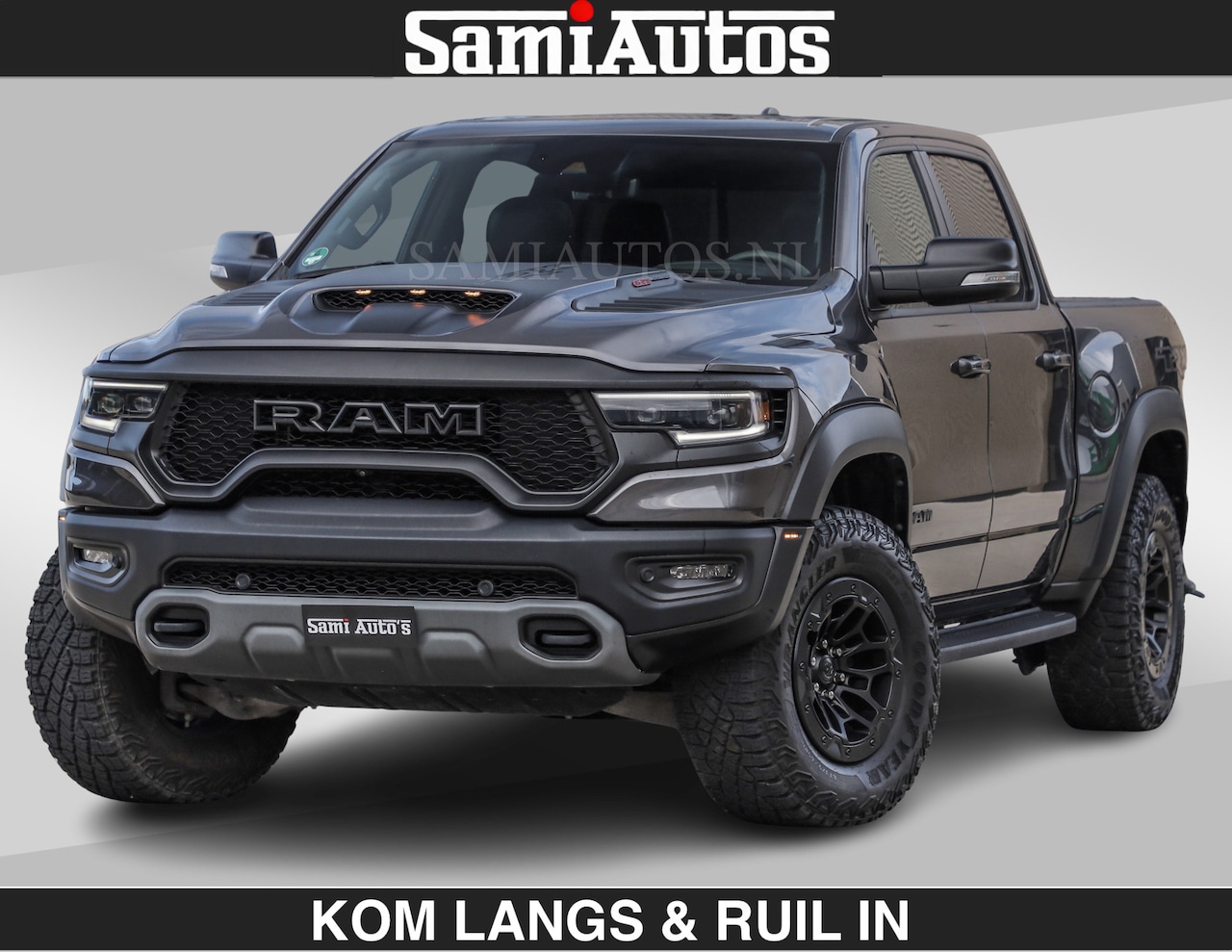 Dodge Ram Pick Up - TRX HELLCAT 712 PK 6.2 V8 | BOM VOL | GRANITE MET ZWART LEDER RODE STIKSELS | CREW CAB DUB - AutoWereld.nl