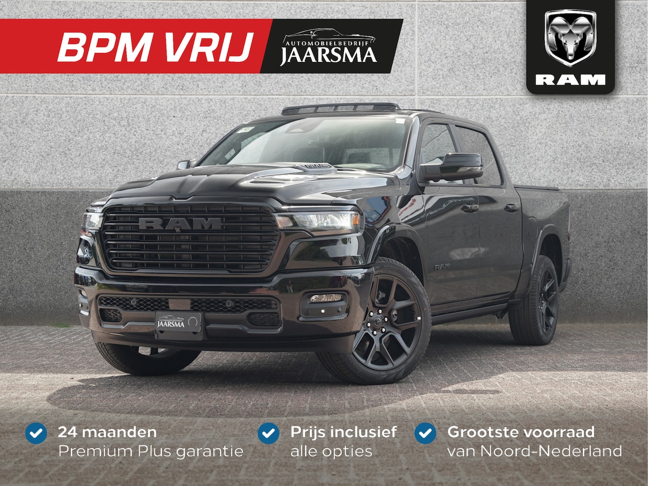 Dodge Ram 1500 - Laramie Night SST Hurricane 426pk |BPM vrij! |Passenger Display | INCL. Trekhaak, cover | - AutoWereld.nl