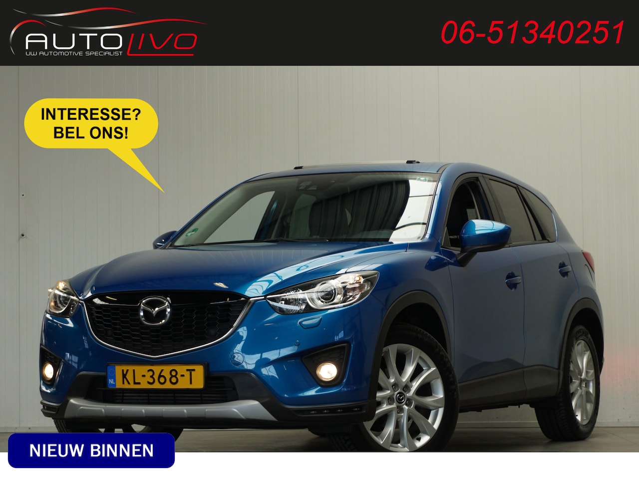 Mazda CX-5 - 2.2D HP GT-M 4WD 175 PK! AUTOMAAT! LEER BOSE DAKJE CAMERA NAVI CLIMA TREKHAAK etc. - AutoWereld.nl