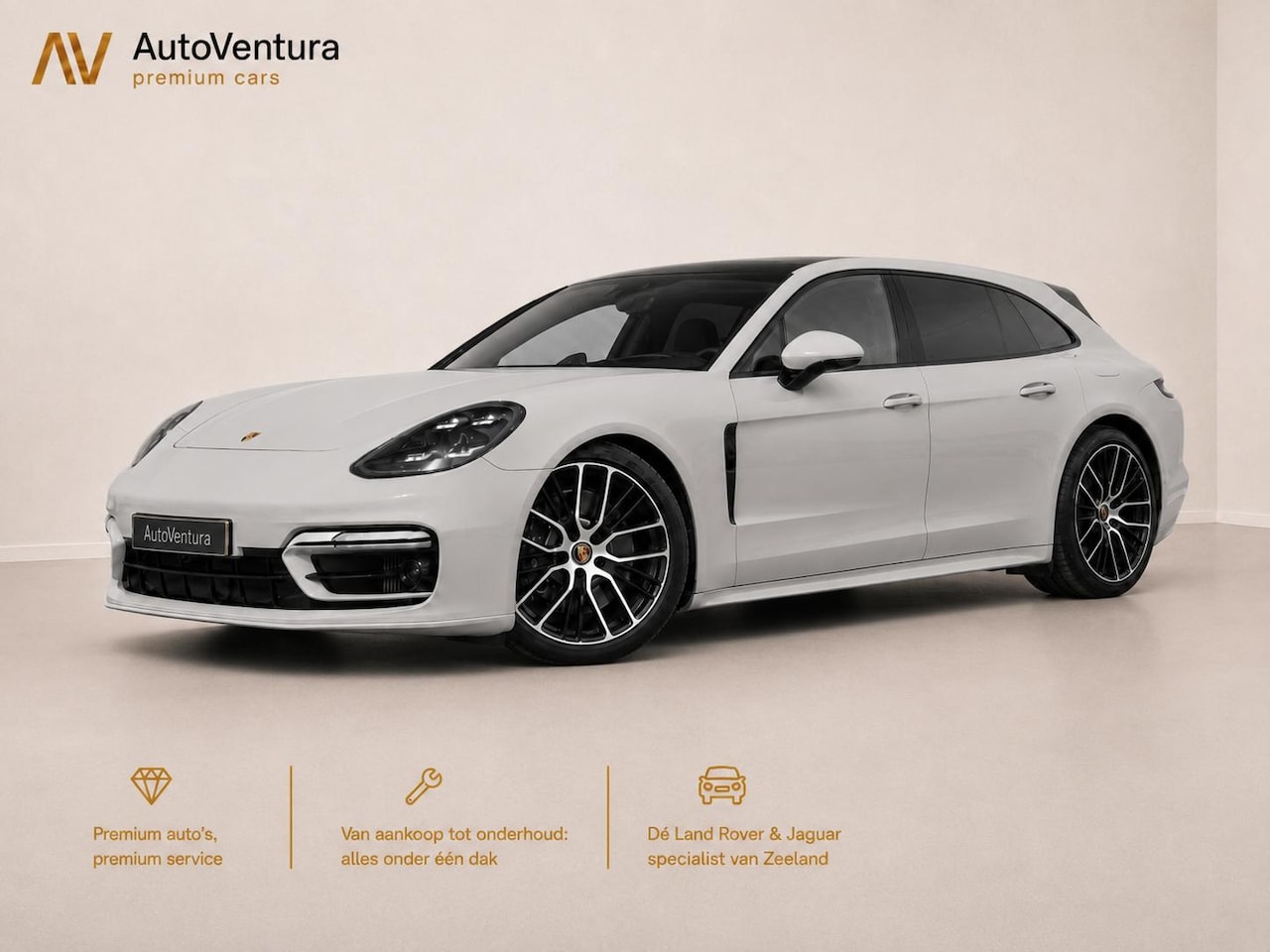 Porsche Panamera Sport Turismo - 2.9 4 E-Hybrid | Krijt Grijs | Sport Chrono | Elektrisch schuif-/kantel Panorama | SoftClo - AutoWereld.nl
