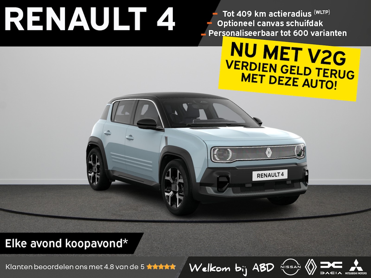 Renault 4 - Techno “plein sud™” Comfort range | Achteruitrijcamera | Elektrisch te openen canvas dak “ - AutoWereld.nl