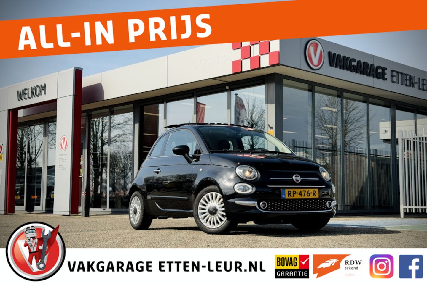 Fiat 500 - 0.9 TwinAir T Lounge | PANO | CLIMA | PARKEERSENSOREN - AutoWereld.nl