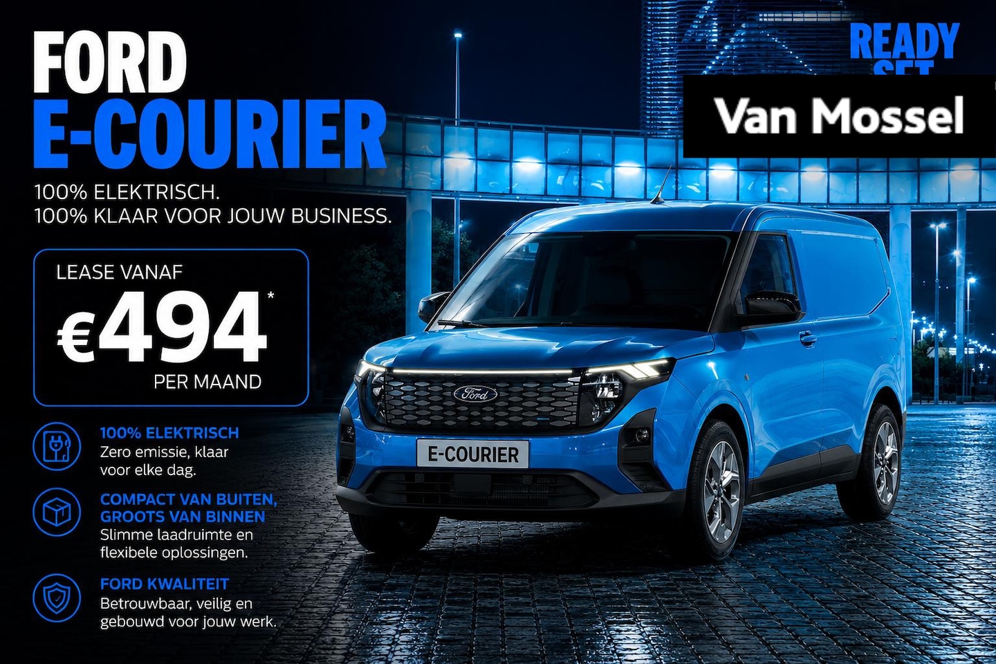 Ford Transit Courier - Trend 44 kWh | VANAF 0,99% RENTE | 325 KM ACTIERADIUS | 726 KG LAADVERMOGEN | - AutoWereld.nl