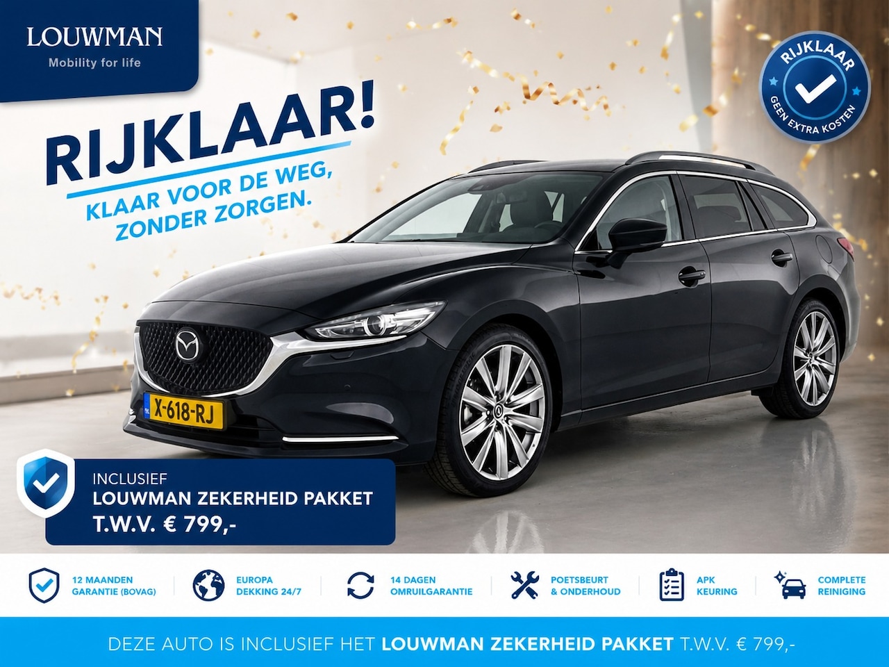 Mazda 6 Sportbreak - 2.0 SkyActiv-G 165 Exclusive-Line | RIJKLAAR INCLUSIEF AFLEVERPAKKET TWV €799,- | Gratis-m - AutoWereld.nl