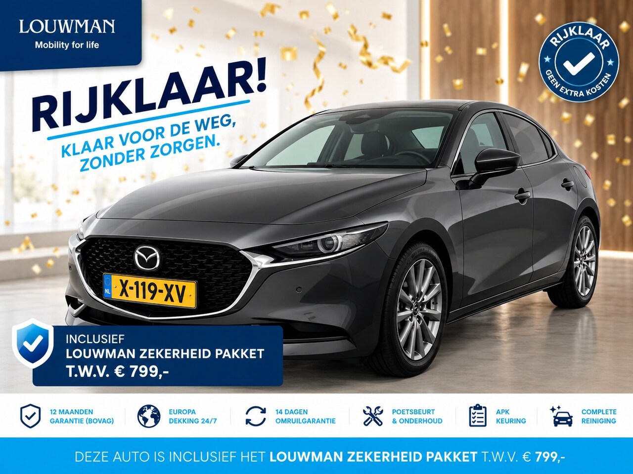 Mazda 3 - 2.0 e-SkyActiv-G M Hybrid 150 Exclusive-line Bose en Leer | RIJKLAAR INCLUSIEF AFLEVERPAKK - AutoWereld.nl