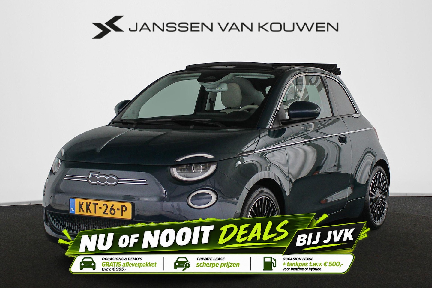 Fiat 500 C - La Prima 24 kWh Cabrio Leder Stoelverwarming Camera JBL Keyless - AutoWereld.nl