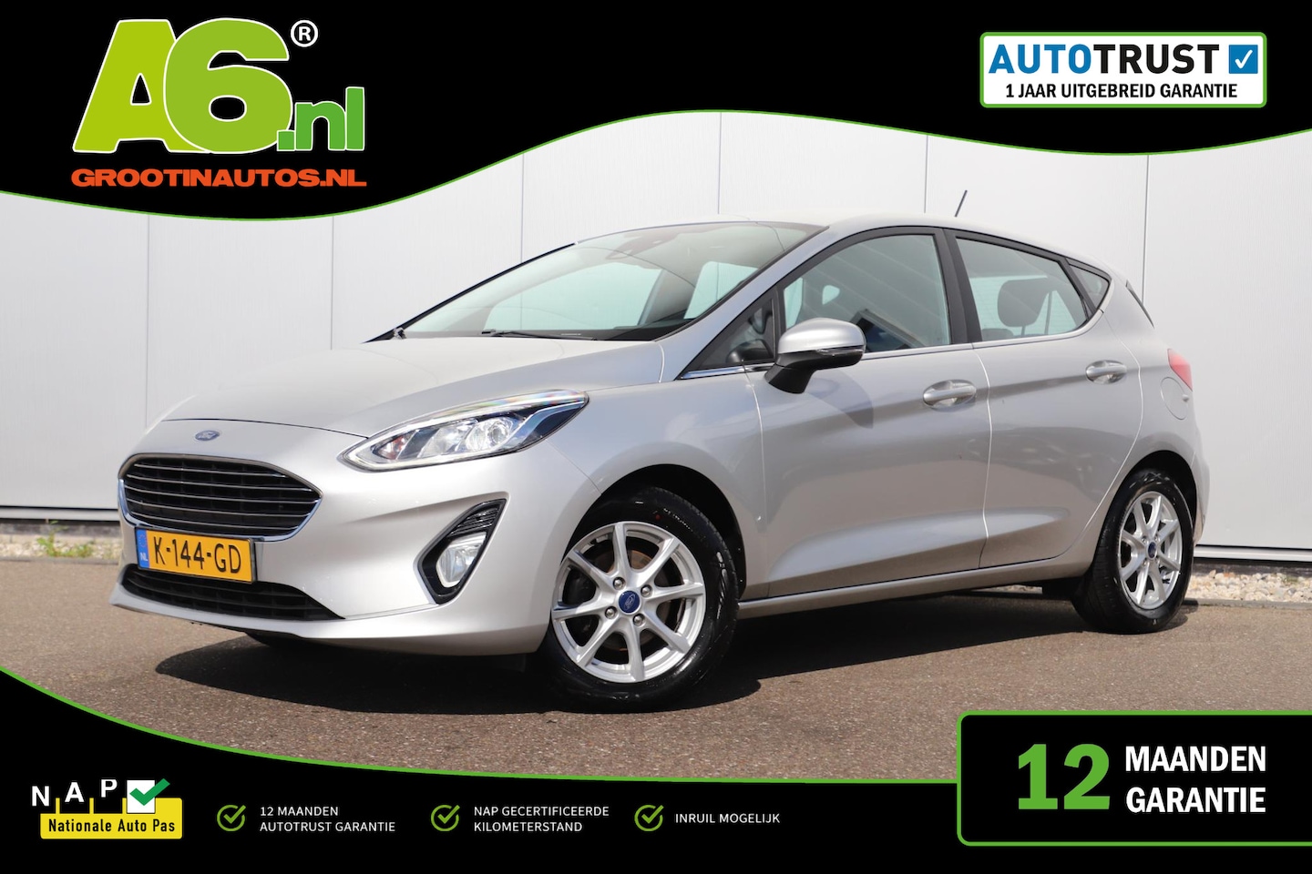 Ford Fiesta - 1.0 EcoBoost Titanium 95PK Navigatie Carplay Android 15 inch LMV Climate Cruise Control - AutoWereld.nl