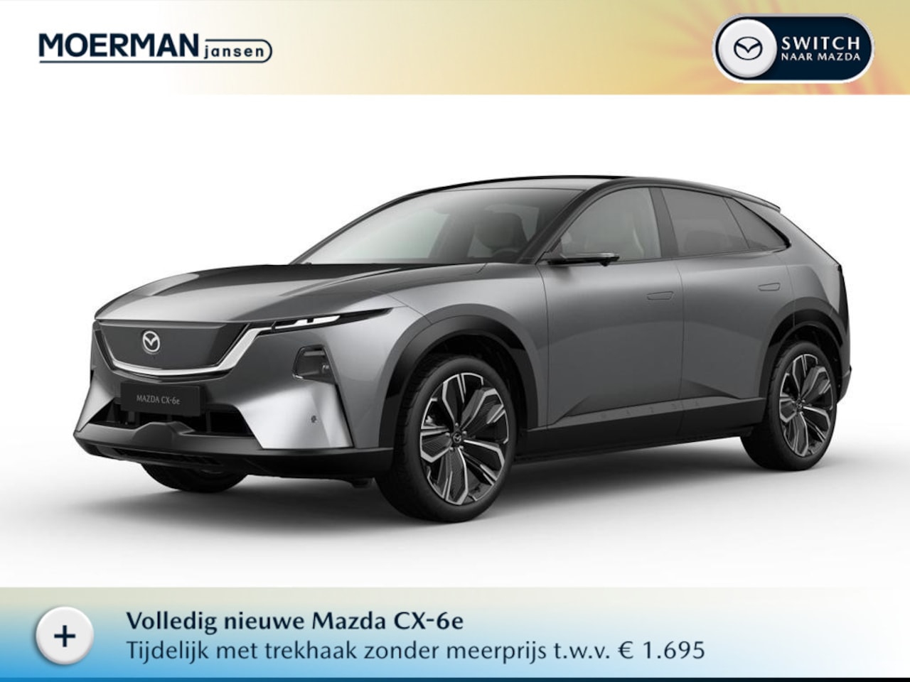 Mazda CX-6e - Takumi Plus 78 kWh / Machine Grey / Two-tone Amethyst & wit Maztex interieur / 100% Electr - AutoWereld.nl
