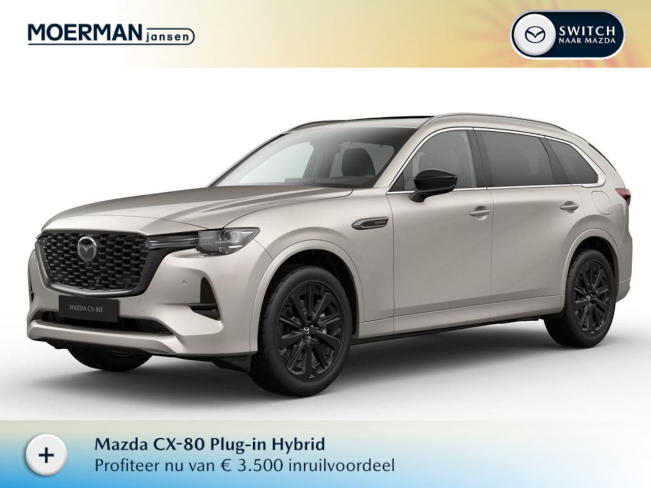 Mazda CX-80 - 2.5 e-SkyActiv PHEV Homura Plus / Platinum Quartz / Zwart Nappa leder - AutoWereld.nl