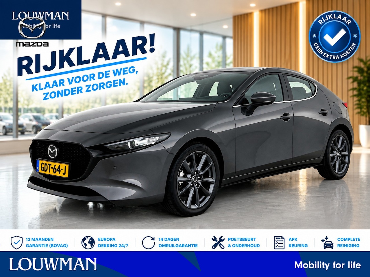 Mazda 3 - 2.0 e-SkyActiv-G M Hybrid 122 Exclusive-line Automaat | RIJKLAAR INCLUSIEF AFLEVERPAKKET T - AutoWereld.nl