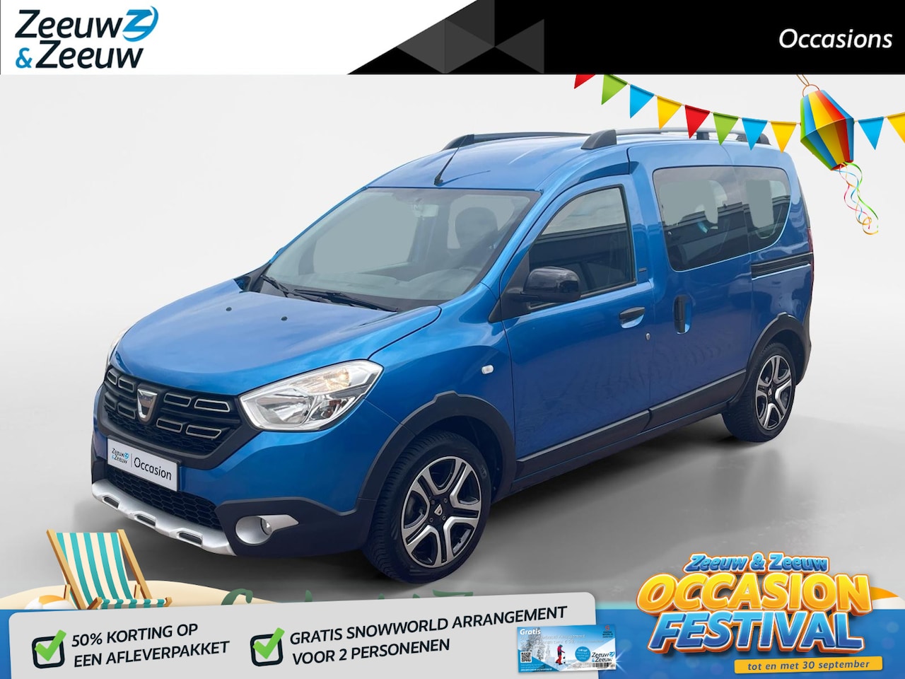 Dacia Dokker - 1.2 TCe S&S Ambiance *Navigatie*Parkeersensoren*Cruise Control*Airco*Tel Bluetooth*Leuke a - AutoWereld.nl