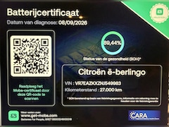 Citroën ë-Berlingo - Club 136PK 50 kWh 3 FASE SNELLADEN APPLE CARPLAY/ANDROID AUTO DAB+ SOH 90%