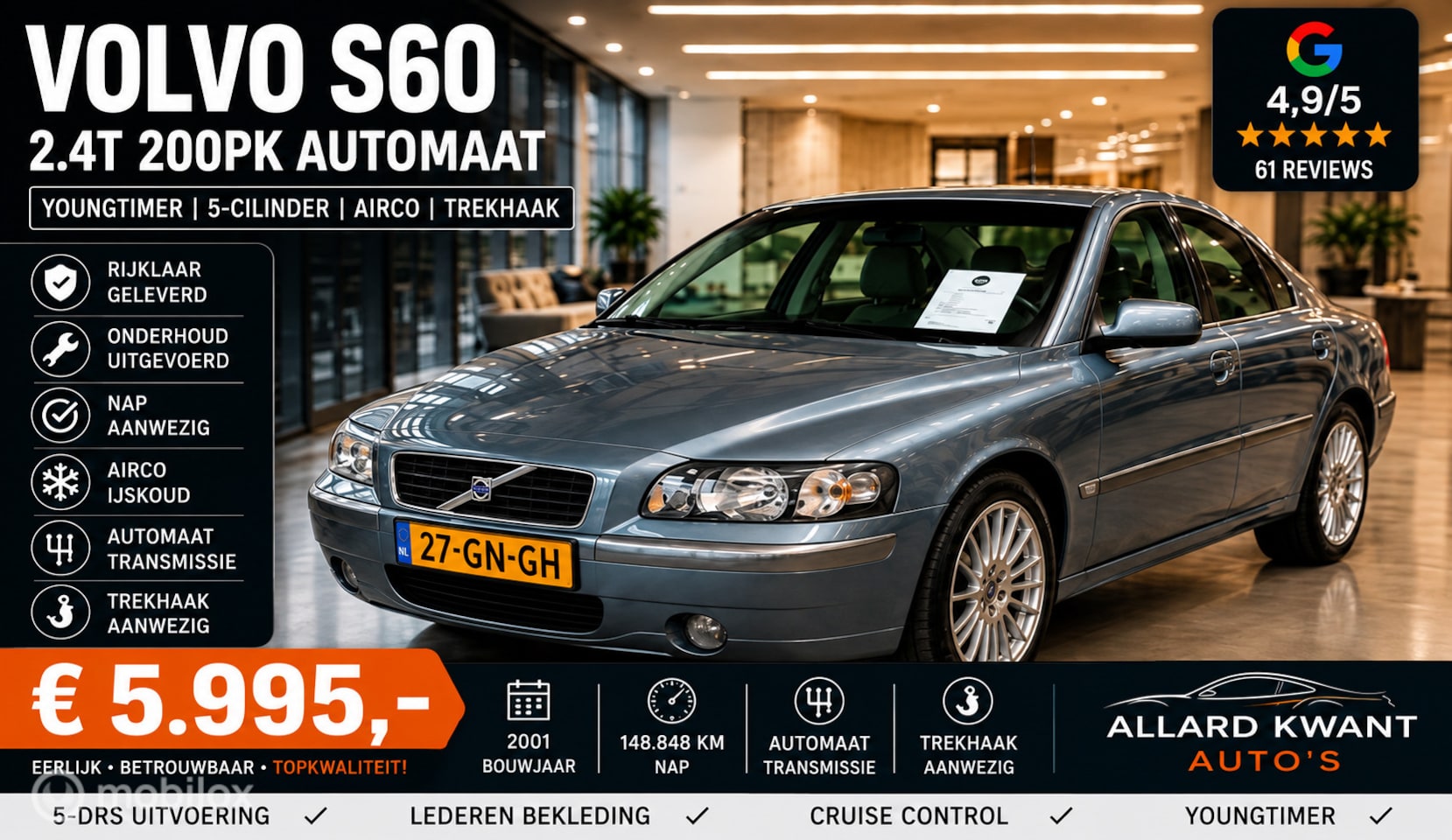 Volvo S60 - 2.4T 200pk/Automaat/148dkm NAP/NweDistributieriem - AutoWereld.nl