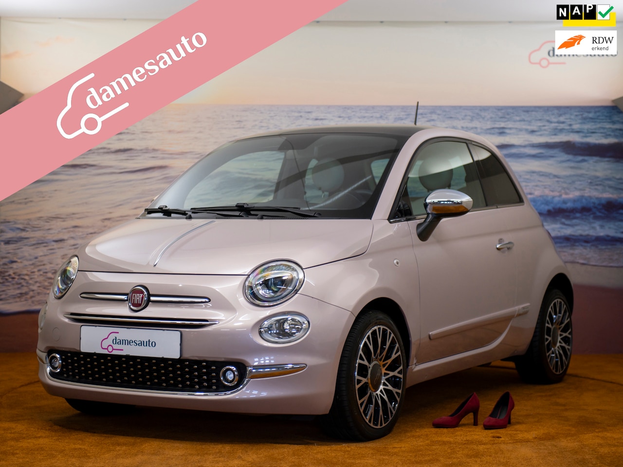 Fiat 500 - 1.0 Hybrid Star Powder Pink, NAP, Cruise contr, incl garantie. - AutoWereld.nl