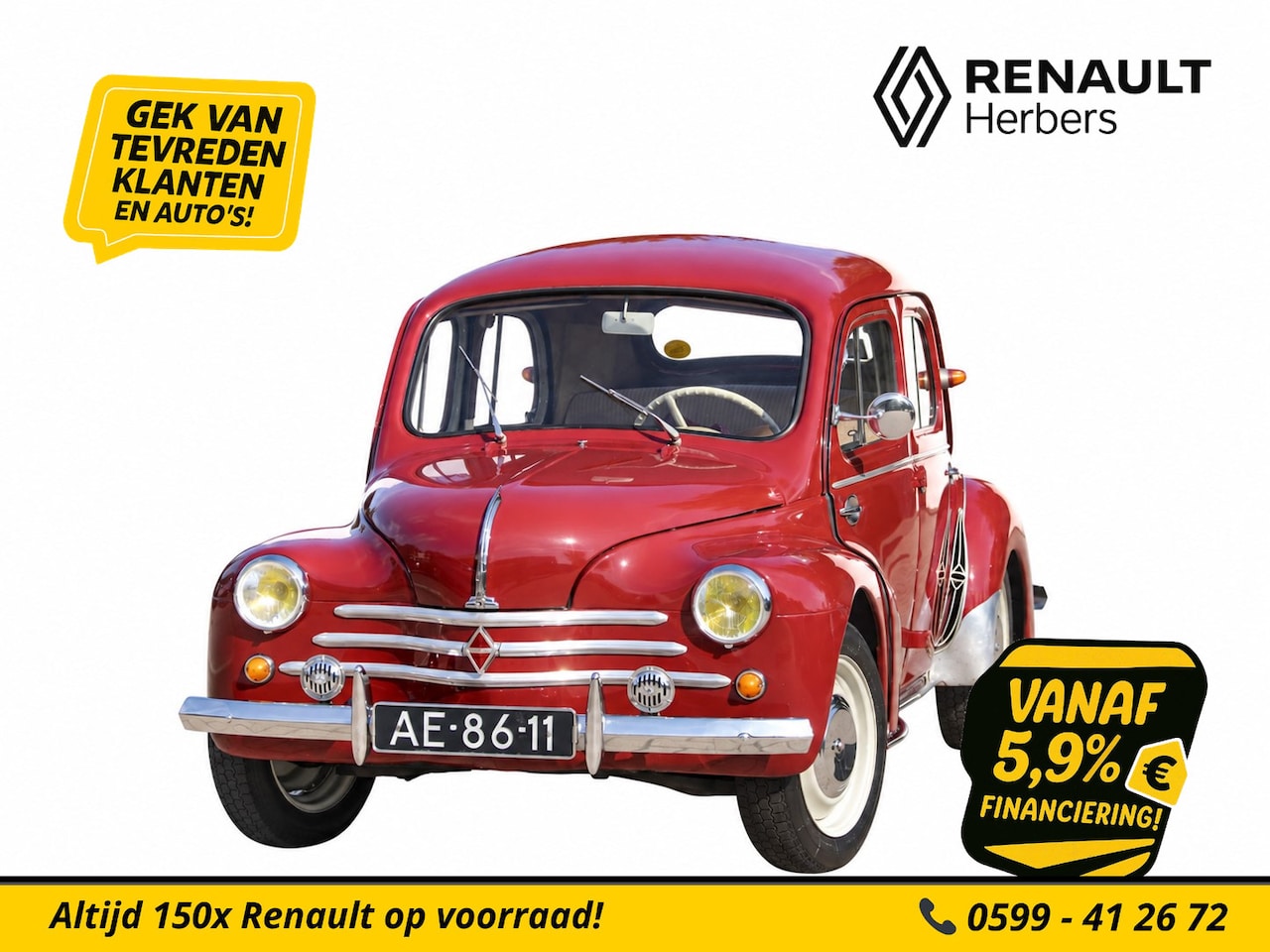 Renault 4 - 4CV Quatre Chevaux Renault 4CV – 1959 – afkomstig uit Frankrijk - GERESTAUREERD - AutoWereld.nl