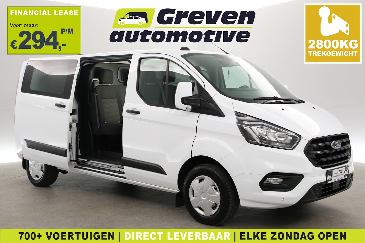 Ford Transit Custom - 2.0 TDCI L2H1 | DC | 6 Zits| 2800kg Trekgew. | Airco | Cruise | Parkeersensoren - AutoWereld.nl