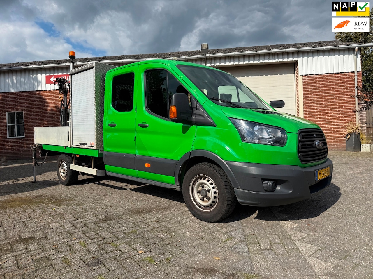 Ford Transit - 350 2.0 TDCI L4H1 DC HIAB kraan camera airco 3000 omvormer - AutoWereld.nl