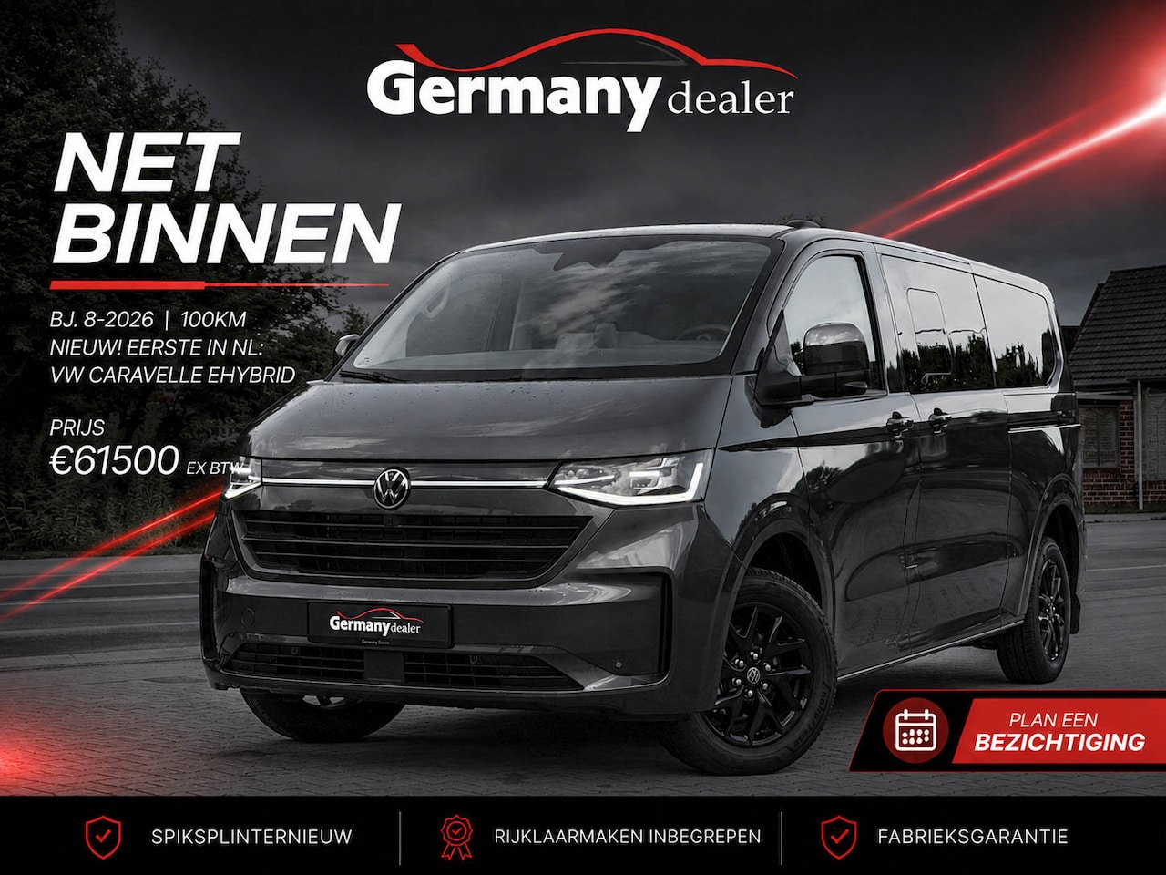 Volkswagen Transporter Caravelle - 2.5 L2H1 eHybrid Style 8-pers Leder Navi 360-Cam Keyless Uniek/PHEV M-Led 2xSchuifd - AutoWereld.nl