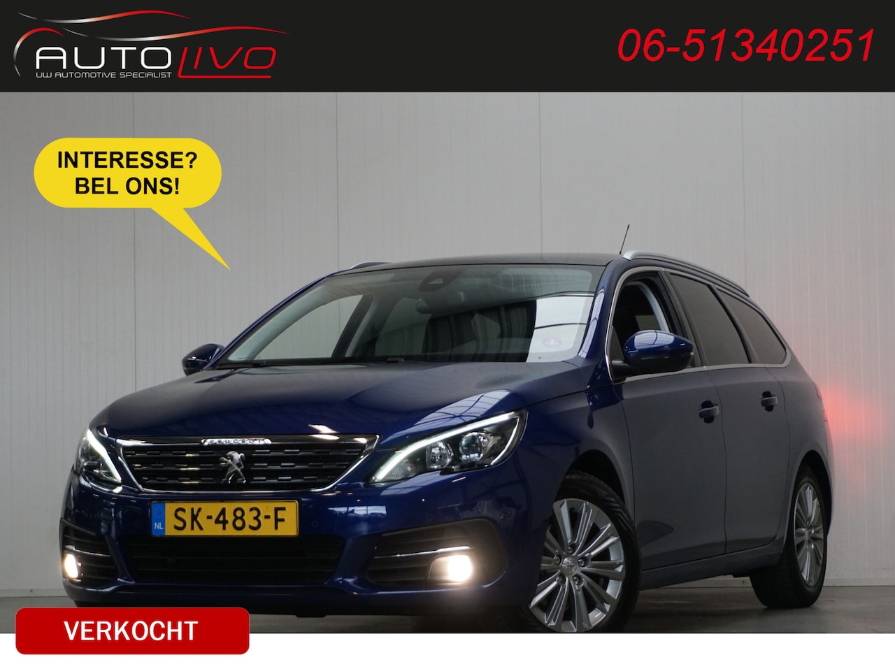 Peugeot 308 SW - 1.2 PureTech Blue Lease Premium AUTOMAAT! 130 PK! PANO CLIMA H. LEER CAMERA TREKHAAK etc. - AutoWereld.nl
