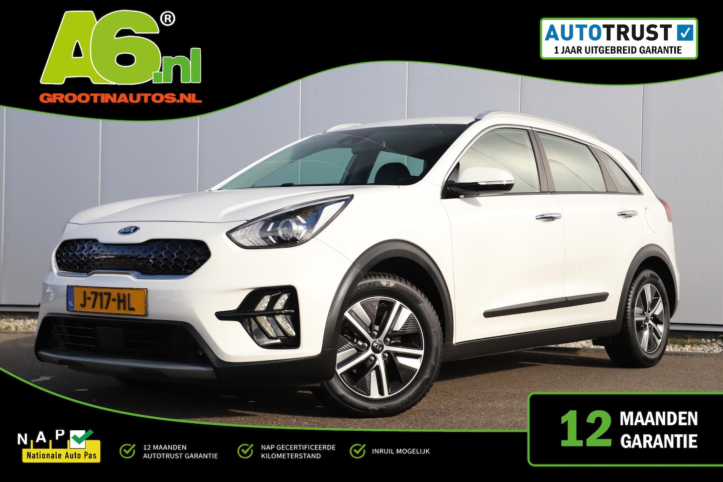 Kia Niro - 1.6 GDi Hybrid DynamicLine Half Leder Carplay Android Navigatie Achteruitrijcamera Climate - AutoWereld.nl