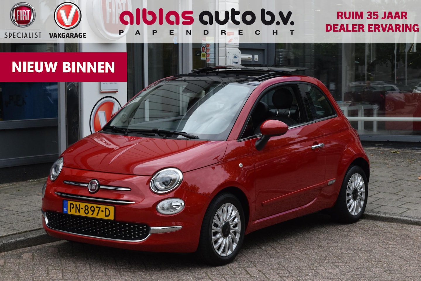 Fiat 500 - 0.9 TwinAir Turbo Lounge|Leer|Nav|Schuifdak - AutoWereld.nl