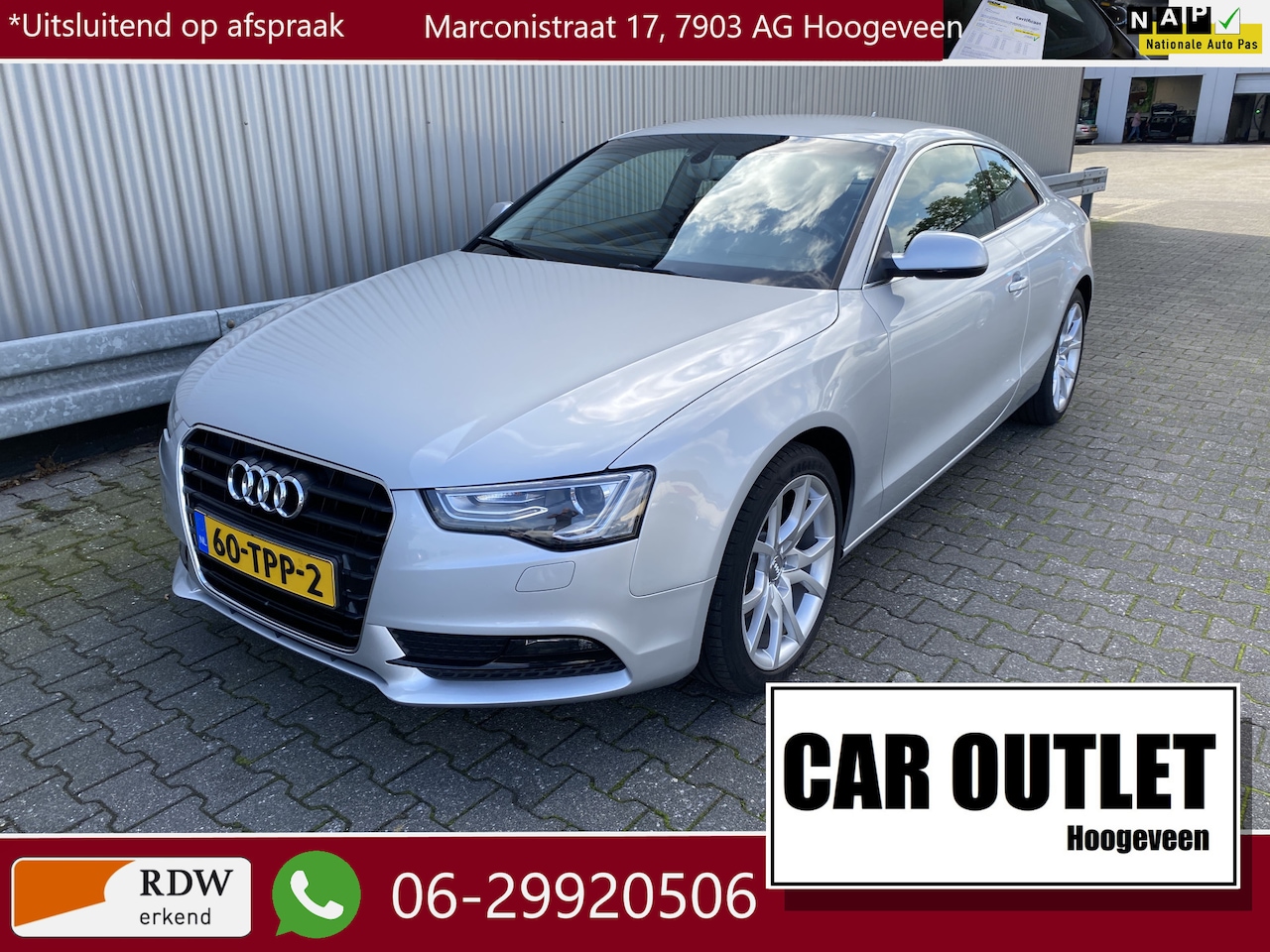 Audi A5 Coupé - 1.8 TFSI Pro Line 159Dkm.NAP, Leer, Clima, Stoelvw, Navi, CC, PDC, LM, – Inruil Mogelijk – - AutoWereld.nl