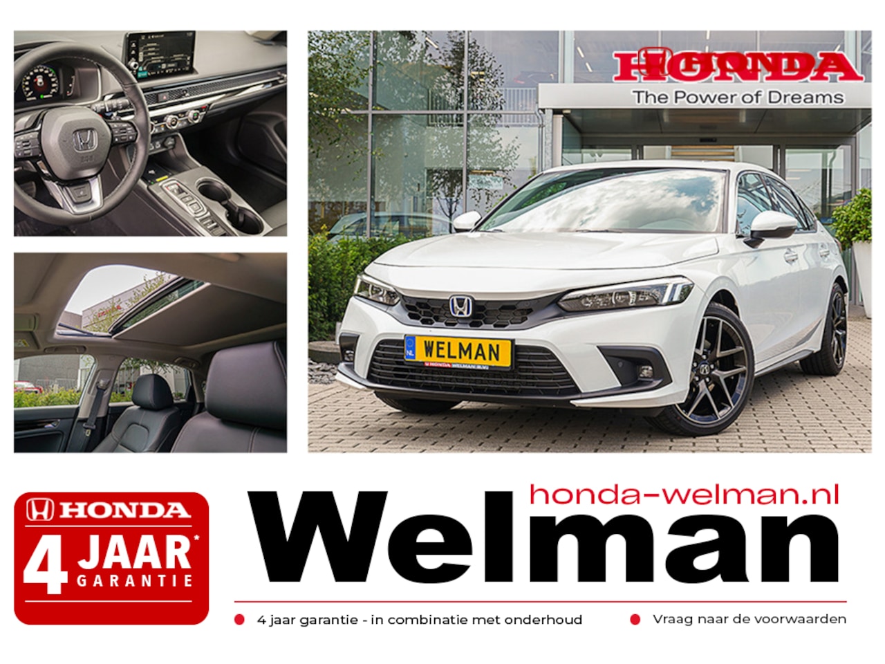 Honda Civic - 2.0i e:HEV ADVANCE - PANORAMADAK - LEDER - FULL HYBRID - AutoWereld.nl