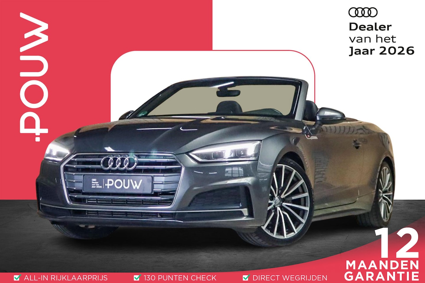 Audi A5 Cabriolet - 2.0 TFSI 190pk S-tronic Launch Edition | Trekhaak | LED Koplampen | Nekverwarming | Voorst - AutoWereld.nl