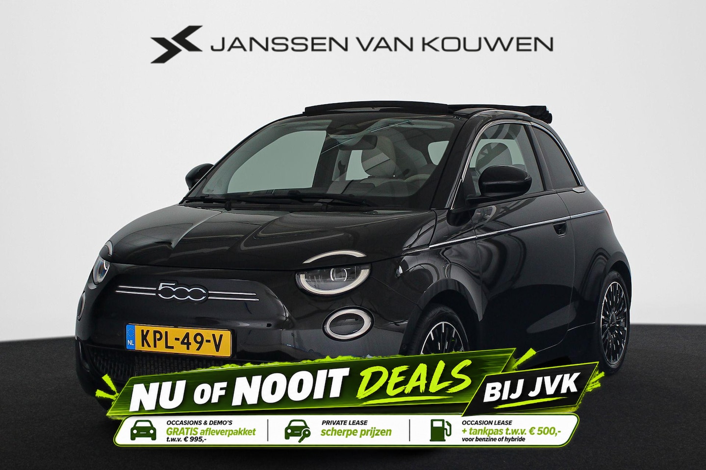 Fiat 500 C - La Prima 42 kWh Cabrio Leder Stoelverwarming Achteruitrijcamera 17" - AutoWereld.nl