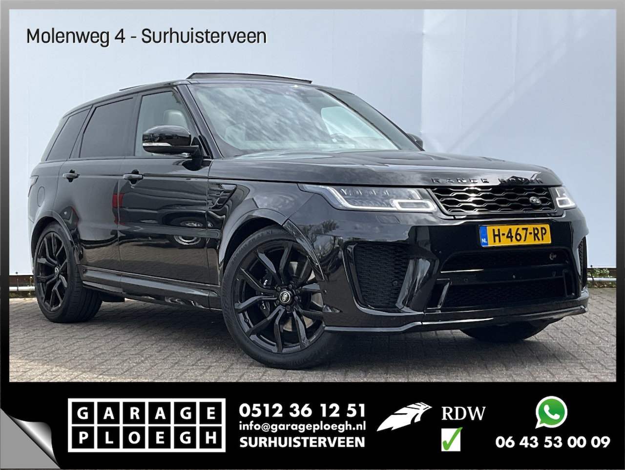 Land Rover Range Rover Sport - A 5.0 V8 SC SVR 575 Carbon Santorini Black 22" Full Package - AutoWereld.nl