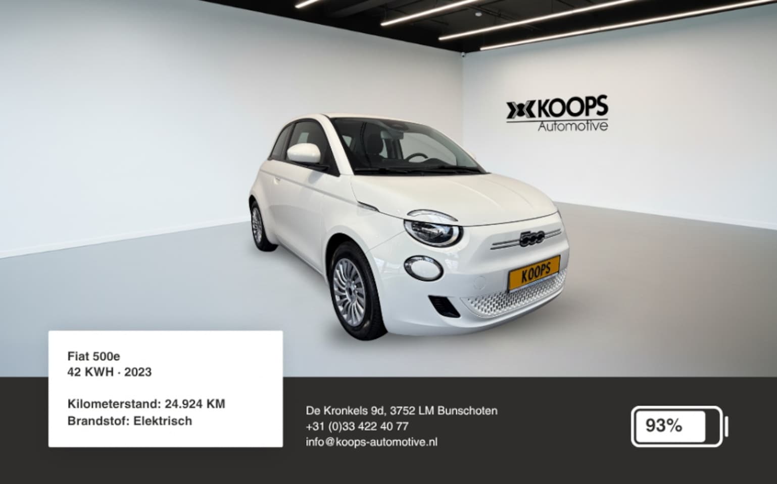 Fiat 500e - 42 KWH SOH 93% | Carplay | Cruise control | Lane assist - AutoWereld.nl
