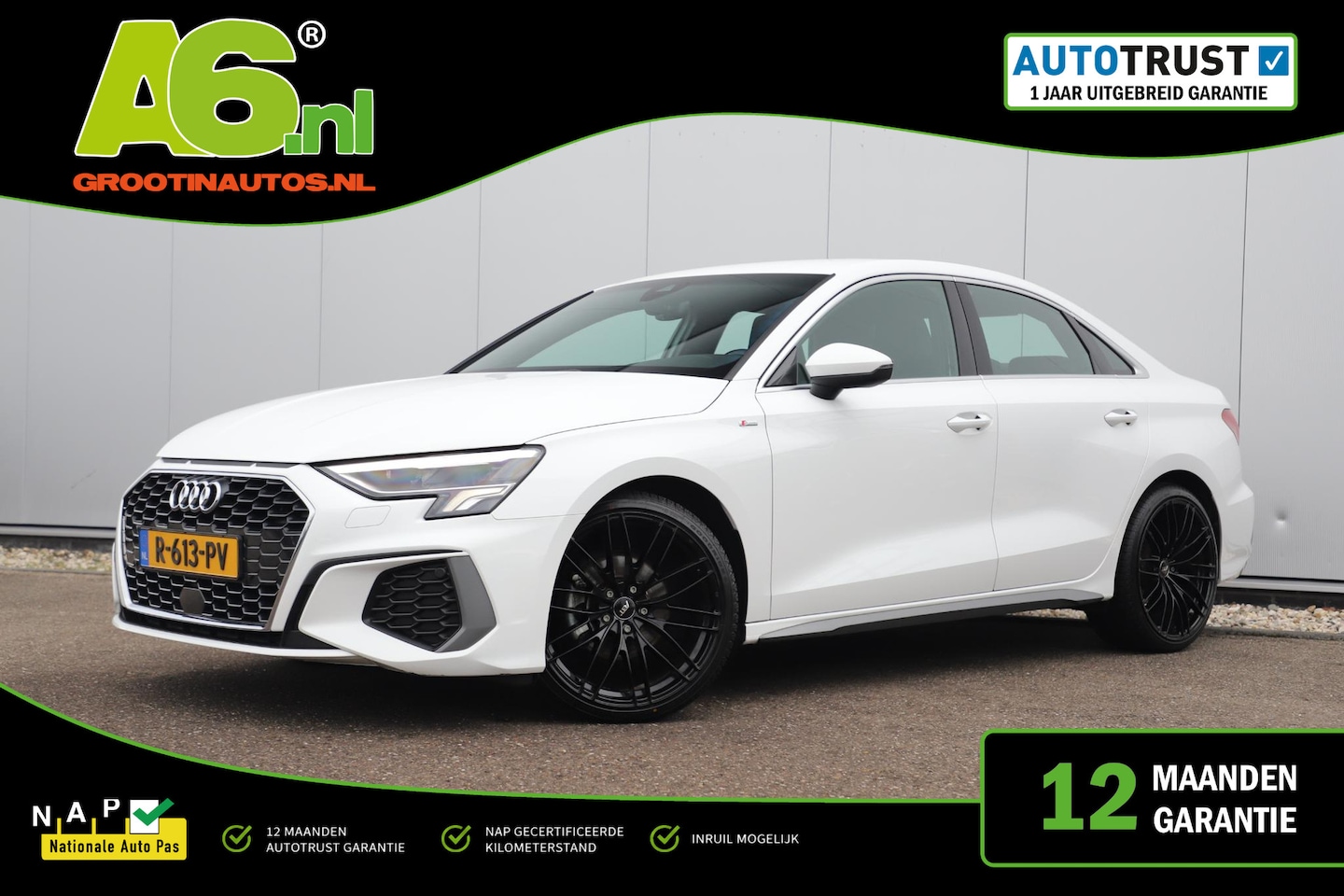 Audi A3 Limousine - 30 TFSI S edition Automaat 19 inch ABT Velgen RS Zetels Rode Stiksels Navigatie Carplay Ad - AutoWereld.nl