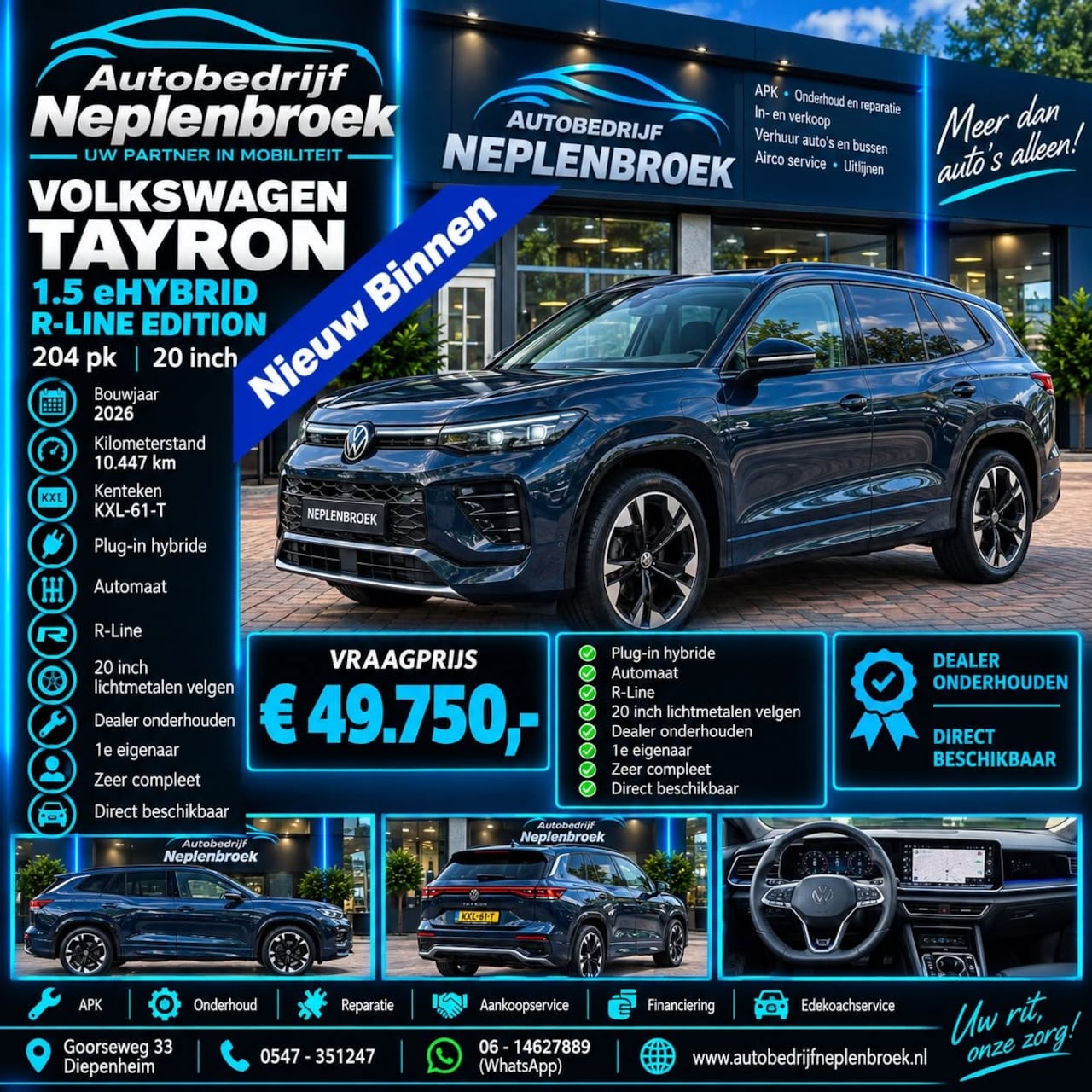 Volkswagen Tayron - 1.5 eHybrid plug-hybride R-Line Edition 204pk 20inch 2026 km 10.000 Trekhaak| Head-Up Disp - AutoWereld.nl