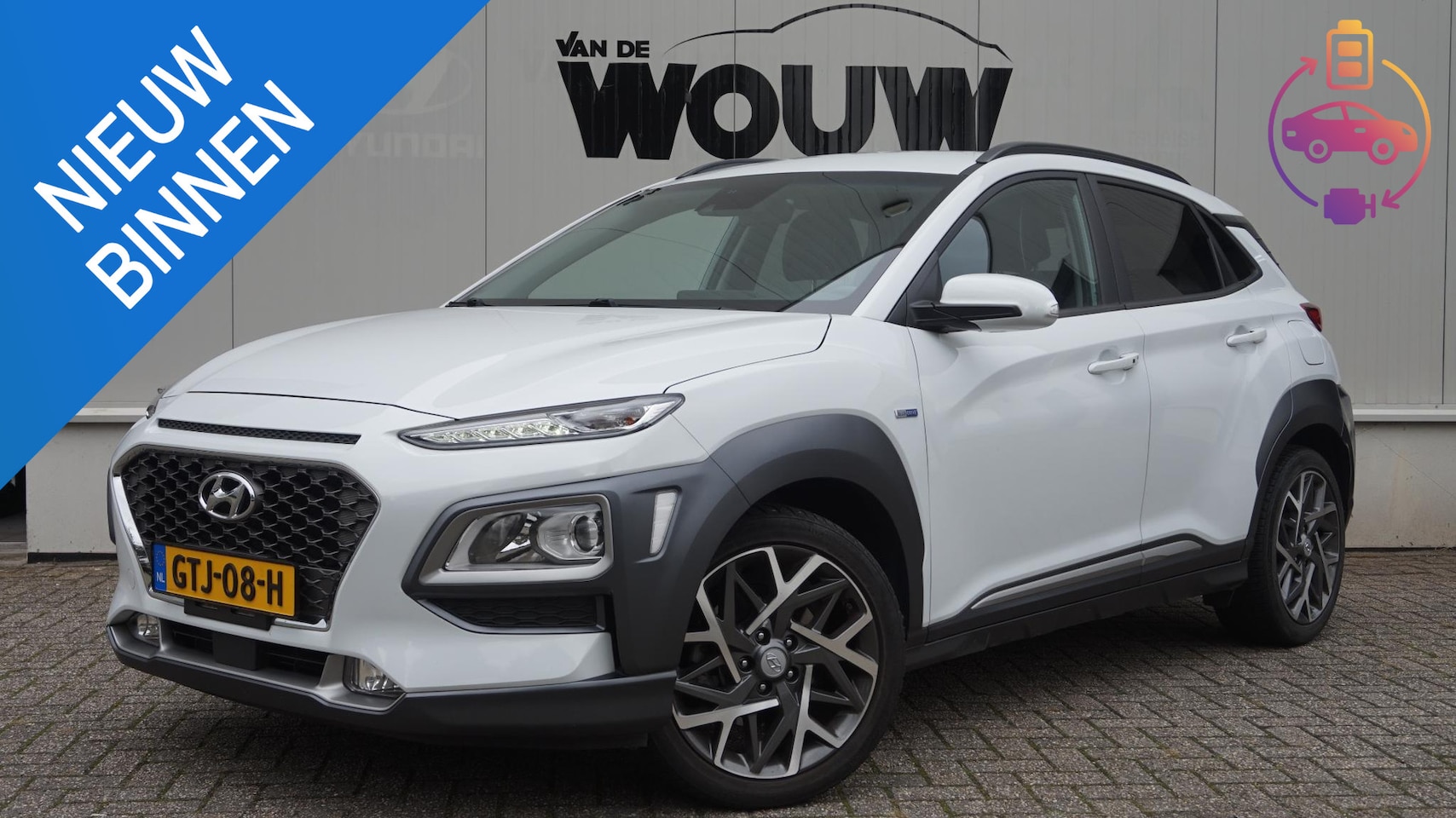 Hyundai Kona - 1.6 GDI HEV Trekhaak | Navigatie | Keyless | Rijklaarprijs incl beurt/Bovag garantie - AutoWereld.nl