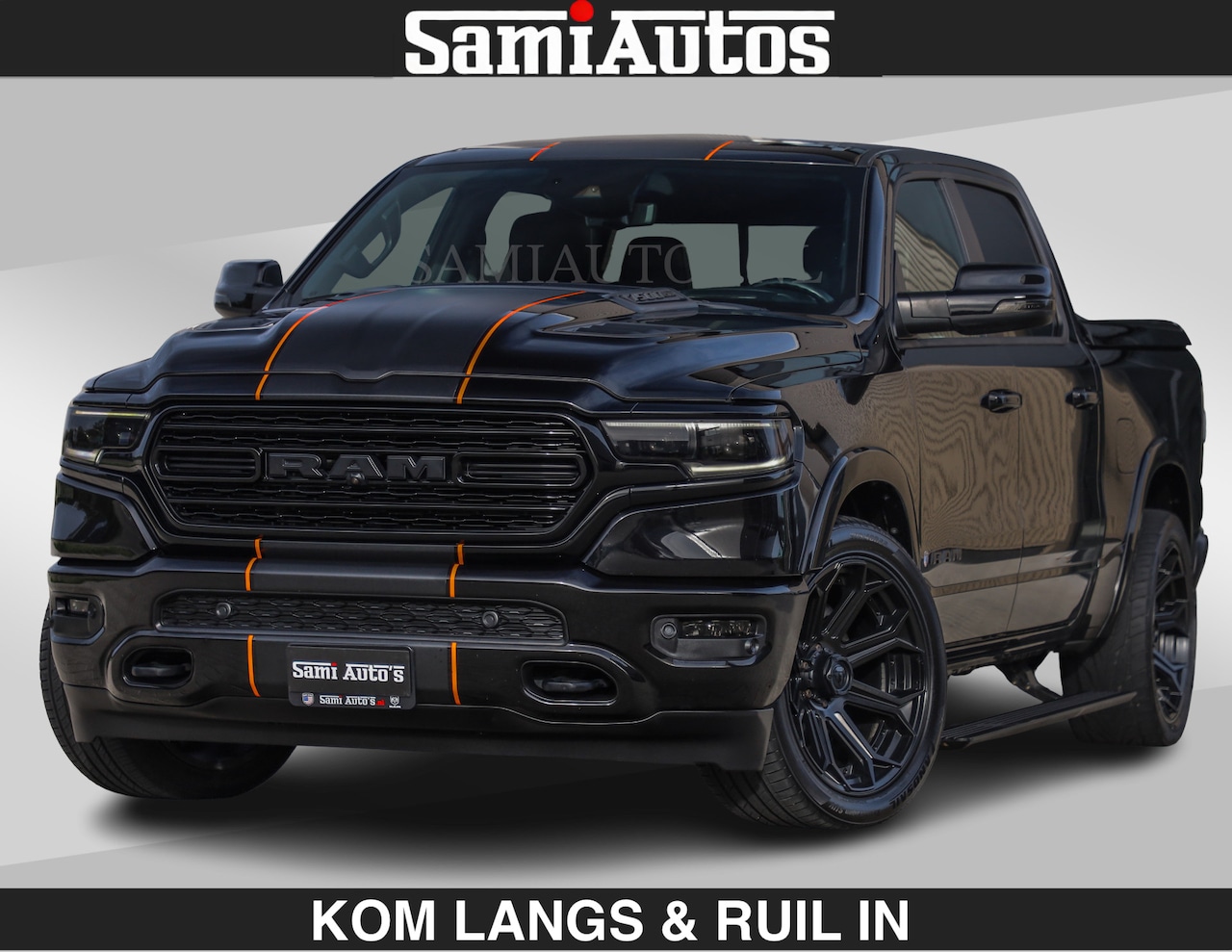 Dodge Ram Pick Up - BEAST | LIMITED 5.7 V8 HEMI | HUD | STRIPING | BREDE WIELEN | BLACK ON BLACK | LUCHTVERING - AutoWereld.nl