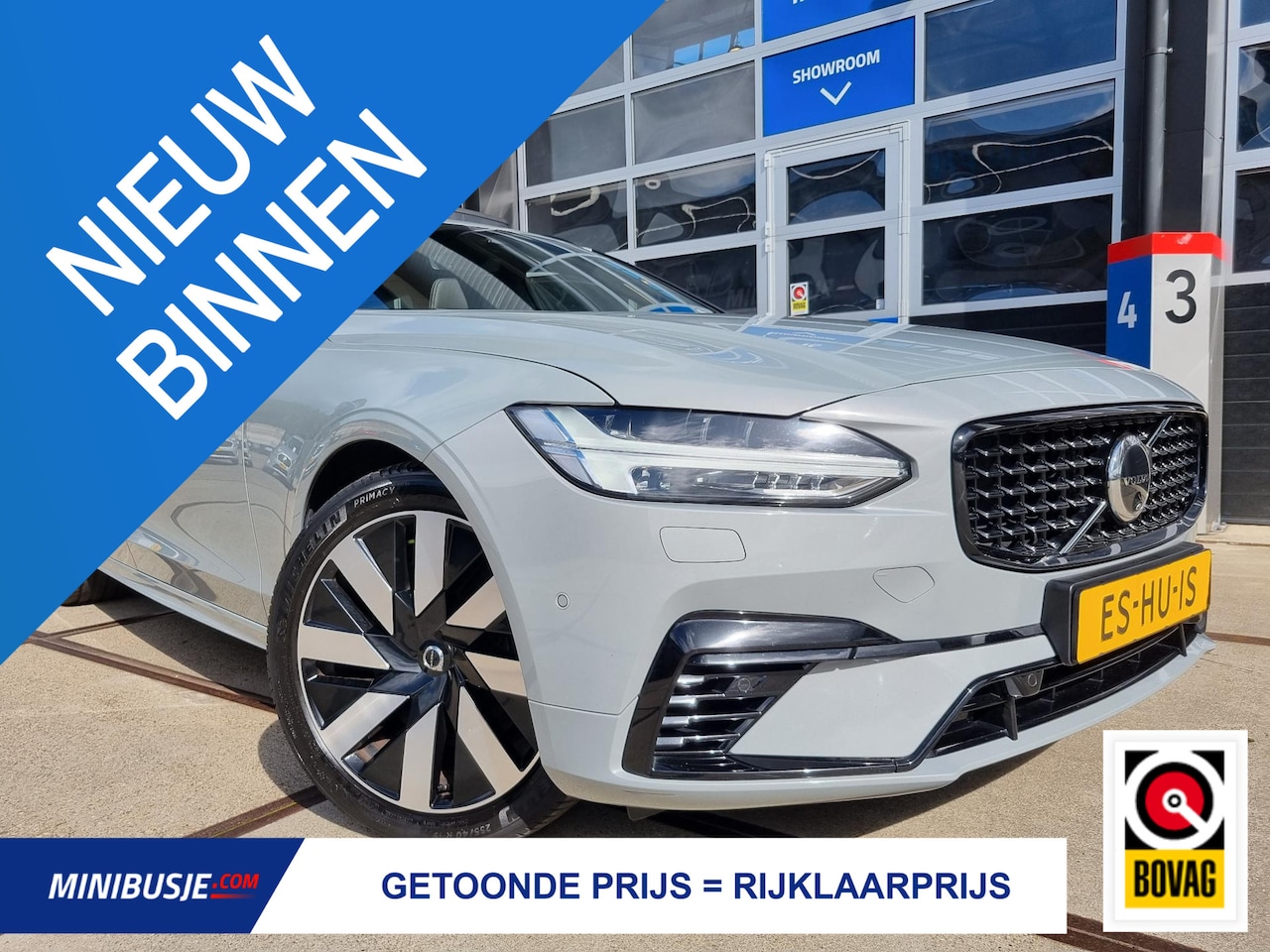 Volvo V90 - 2.0 T6 Plug-in hybrid AWD Ultra Dark LEER / PANORAMADAK / 19 INCH / HEAD-UP DISPLAY - AutoWereld.nl