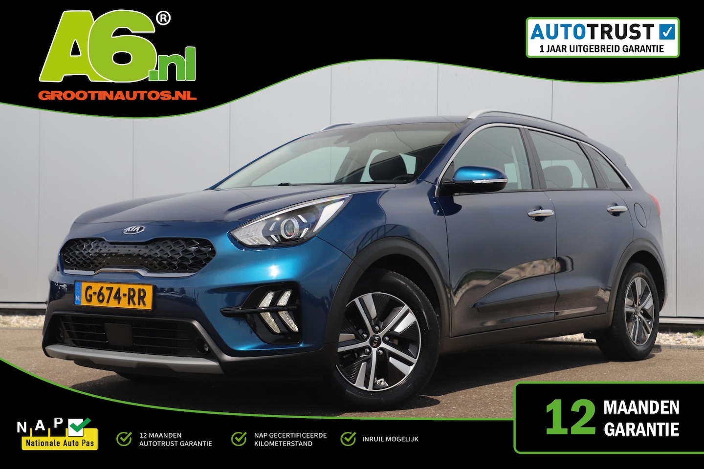 Kia Niro - 1.6 GDi Hybrid DynamicLine Automaat Half Leder Navigatie Camera Adaptive Cruise Lane Assis - AutoWereld.nl