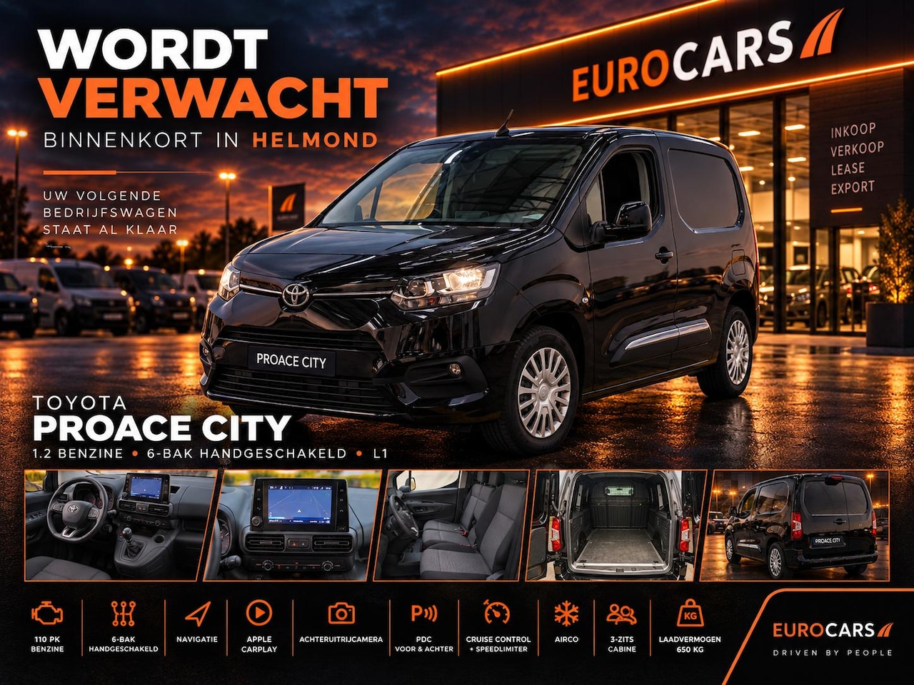Toyota ProAce City - 1.2 Turbo Live Navi Carplay Camera PDC V+A Cruise Control Airco 3-Zits Keyless - AutoWereld.nl