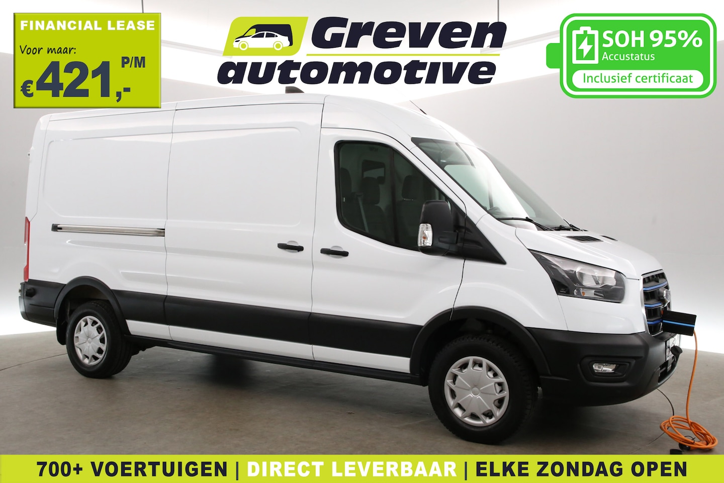 Ford Transit - Elektrisch 68 kWh L3H2 | Snelladen | SOH 95% | Clima | Camera | Cruise | 3 Zits | 2xSchuif - AutoWereld.nl